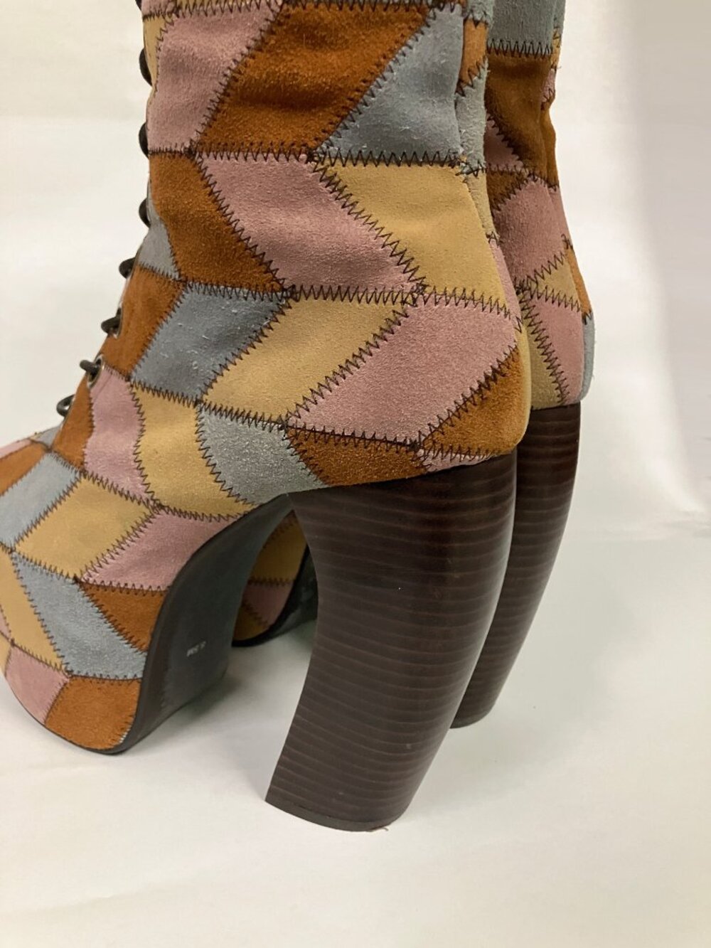 *RARE* Jeffrey Campbell PICKFORD Platform Patchwork Boots! Size 8.5, best for 8! - Picture 9 of 16